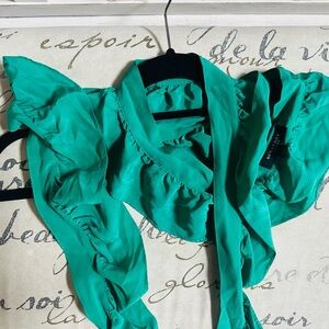 Authentic Burberry Scarf 100% Silk Vibrant Green perfect for Spring